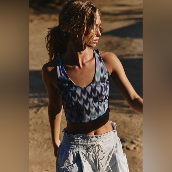 FP MOVEMENT by FREE PEOPLE She's Got Rhythm Printed Crop Tank TOP - Picture 2 of 8